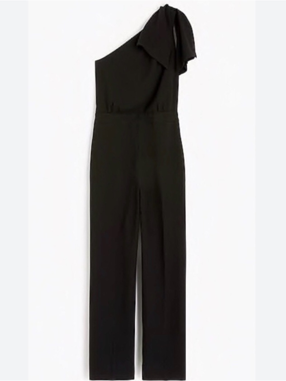 J. Crew One-Shoulder Black Jumpsuit with Bow at Shoulder